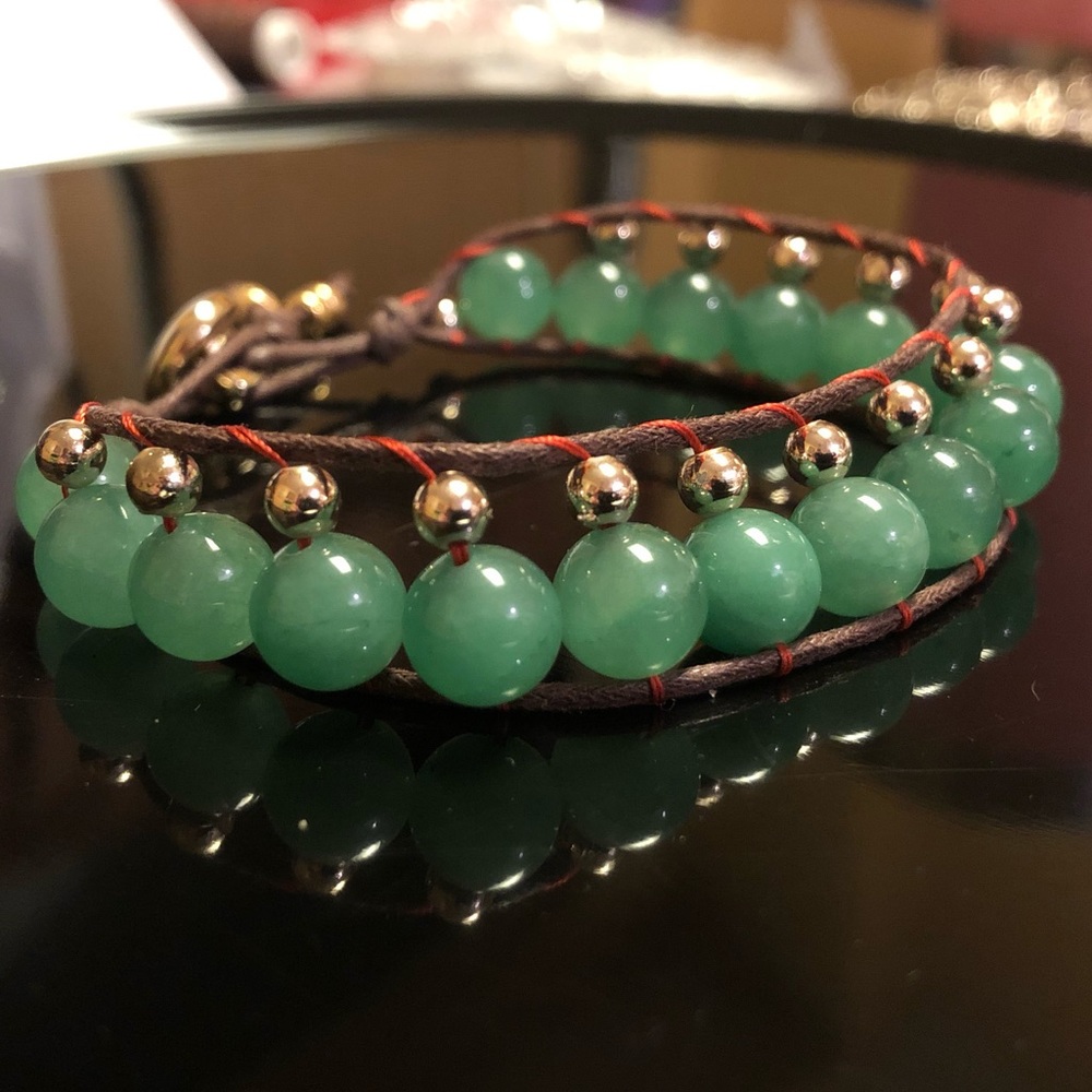 Jade and Leather Bracelet